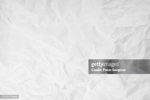 texture of crumpled white paper use for background. - papel arrugado fotografías e imágenes de stock