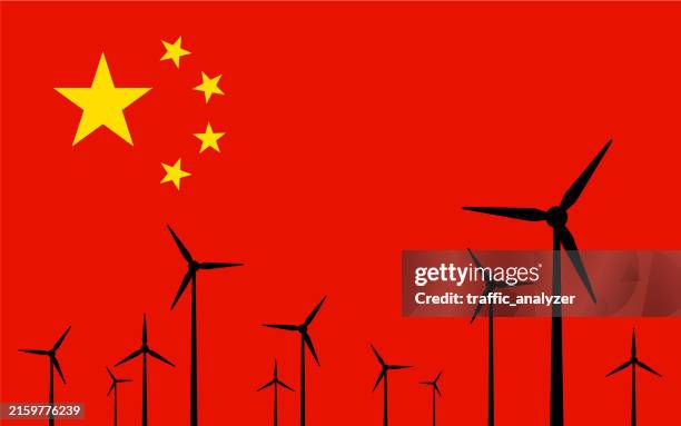 china - wind turbines - chinese communist revolution stock illustrations