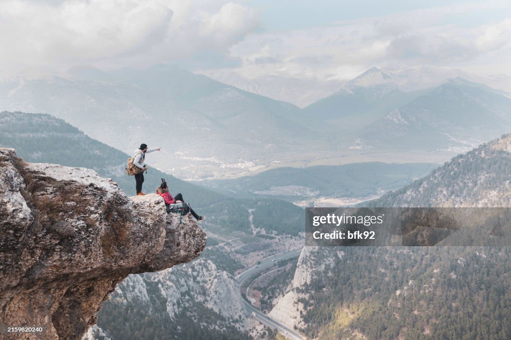 Two Hiker men looking at landscape from The Cilician Gates or Gulek Pass.