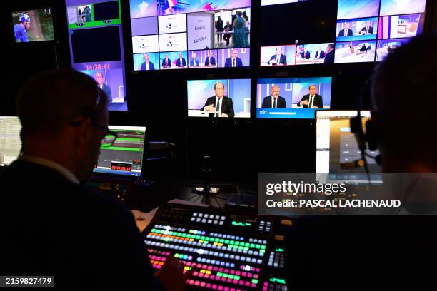 This photograph shows candidate in the 1st constituency in the Correze department former French president member of French left-wing Socialist Party...