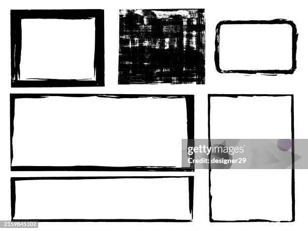 illustrations, cliparts, dessins animés et icônes de ensemble vectoriel de cadres grunge dessinés à la main. - rectangle