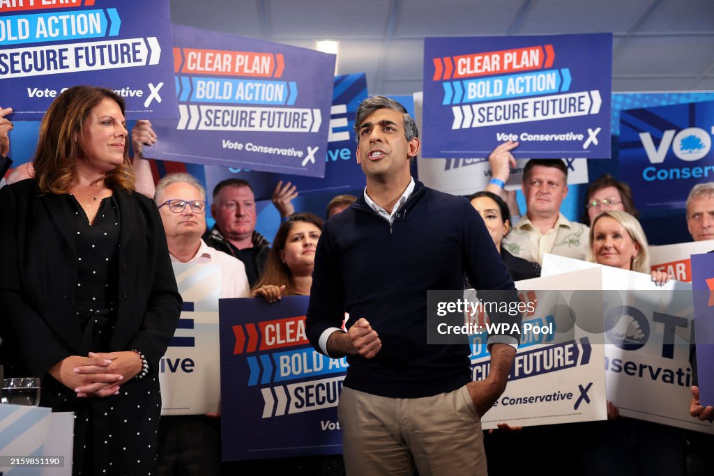 Rishi Sunak Visits Hampshire On The Final Day Of The General Election Campaign