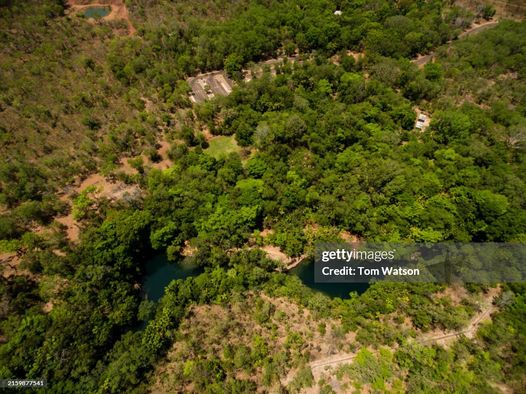 Berry Spring Rthc Aerial View Of Two Connected Pools At Berry Springs Nature Park High ...