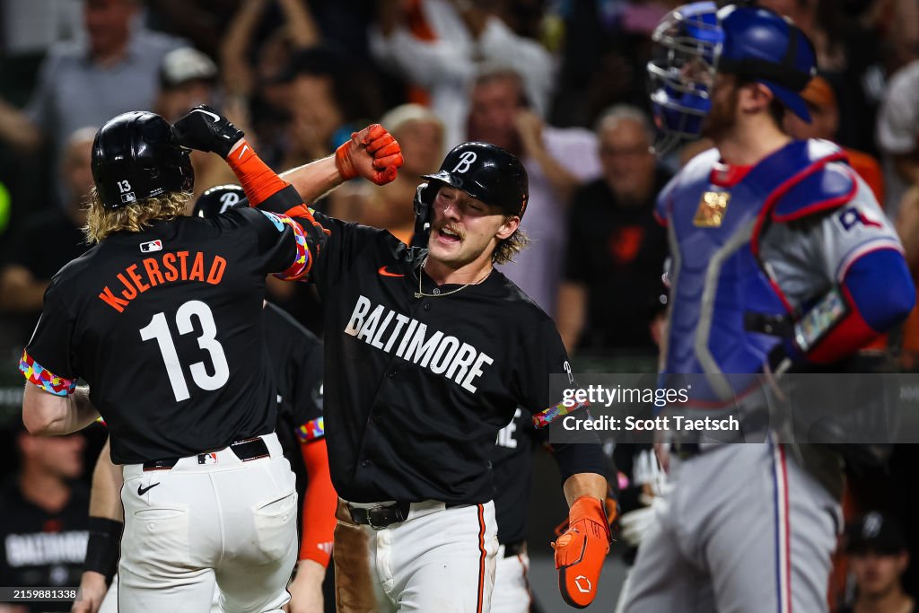 Kjerstad Heston Kjerstad of the Baltimore Orioles celebrates with Gunnar... News ...