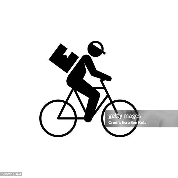 fahrradkurier solides icon-design. geeignet für infografiken, webseiten, mobile apps, ui-, ux- und gui-design. - fahrradkurier stock-grafiken, -clipart, -cartoons und -symbole