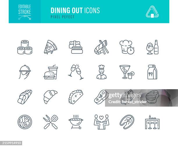 dining out icons editable stroke - place setting stock illustrations