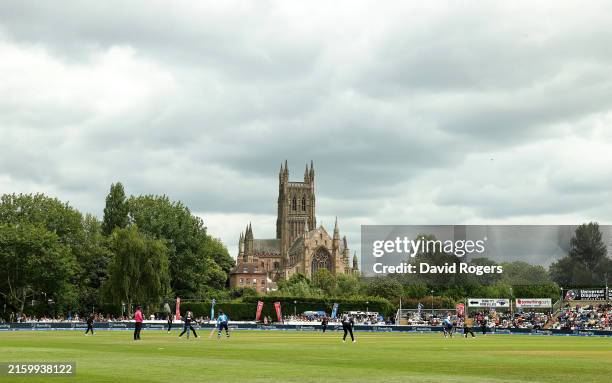 General view of the ground during the 2nd Women's Metro Bank ODI match between England and New Zealand at Visit Worcestershire New Road on June 30,...