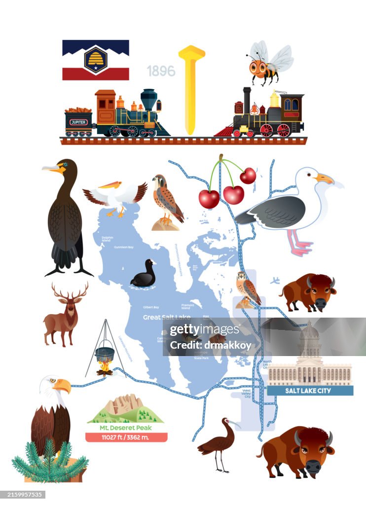 Cartoon map of Great Salt Lake Utah