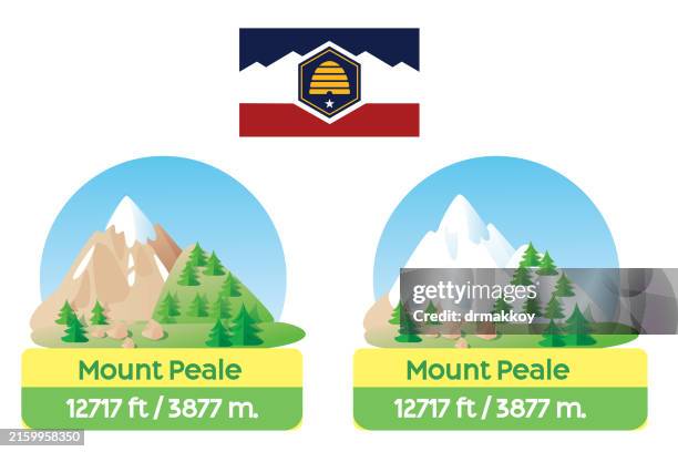 mount peale - utah state flag stock illustrations
