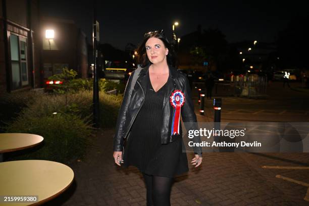 Workers Party of Britain candidate Louise Dickens arrives at the Richmond and Northallerton count centre on July 4, 2024 in Northallerton, England....