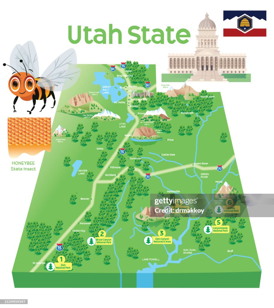 Map of Utah State and Bee