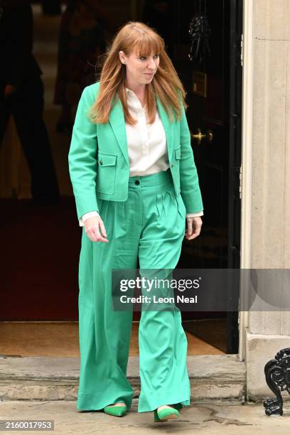 Deputy Prime Minister and Secretary of State for Levelling Up, Housing, and Communities, Angela Rayner leaves 10 Downing Street following Labour's...