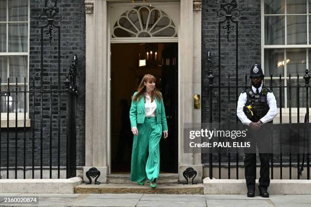 Labour Party deputy leader Angela Rayner leaves 10 Downing Street after being named Britain's deputy prime minister in London on July 5 a day after...