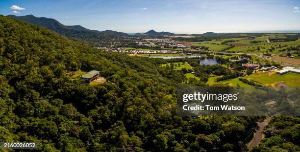 aerial view of lush rainforest in caravonica, queensland house - cairns stock pictures, royalty-free photos & images
