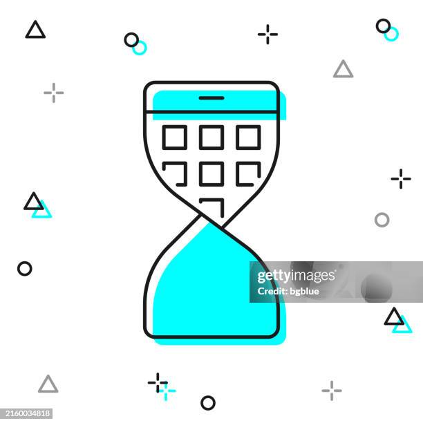 flexible smartphone. line icon on white background - behind computer screen stock illustrations
