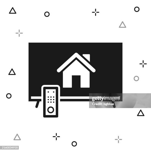 tv with smart home. icon on white background - remote control tv stock illustrations
