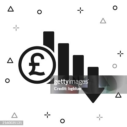 Pound rate decrease. Icon on white background Pound rate decrease. Icon on white background