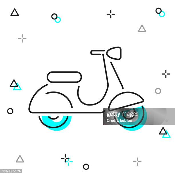 scooter motorcycle - side view. line icon on white background - vespa stock illustrations