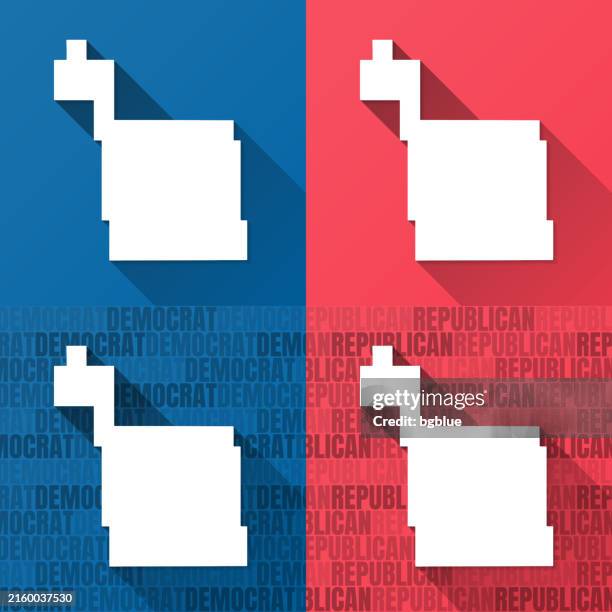 ward county, north dakota. maps on blue and red backgrounds - minot north dakota stock illustrations