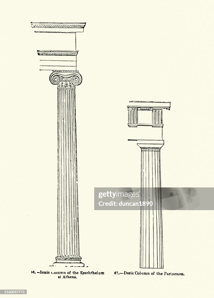 Dor Column Ancient Classical Greek Architecture Ionic And Doric Columns Athens ...