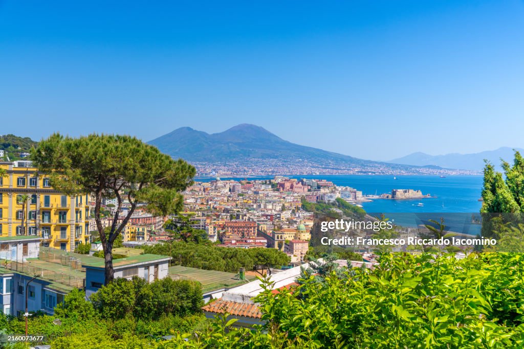 Naples, Campania, Italy. Cityscape from above, sunny day.