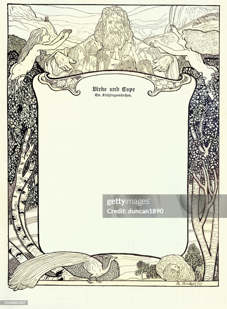 Birke und Espe, Ein Frühlingsmärchen, Jugendstil, Jugendstil, Deutschland, 1890er Jahre 19. Jahrhundert