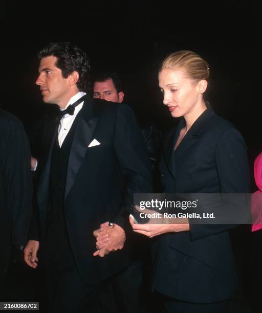 Married American couple publisher John F Kennedy Jr and publicist Carolyn Bessette-Kennedy attend the Municipal Art Society's Jacqueline Kennedy...