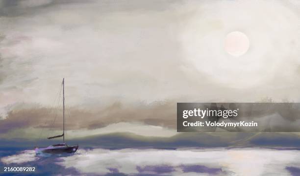 seascape with the rising sun - the rising sun yacht stock-grafiken, -clipart, -cartoons und -symbole