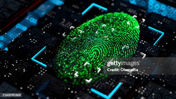 person biometrics identity by fingerprint. digital background security systems , data protection. - fingerprint scanner stock pictures, royalty-free photos & images