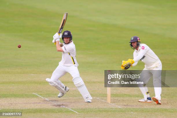 James Bracey of Gloucestershire bats during the Vitality County Championship match between Gloucestershire and Glamorgan at College Ground on July...