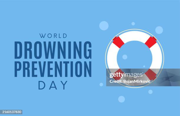stockillustraties, clipart, cartoons en iconen met world drowning prevention day card. vector - red background