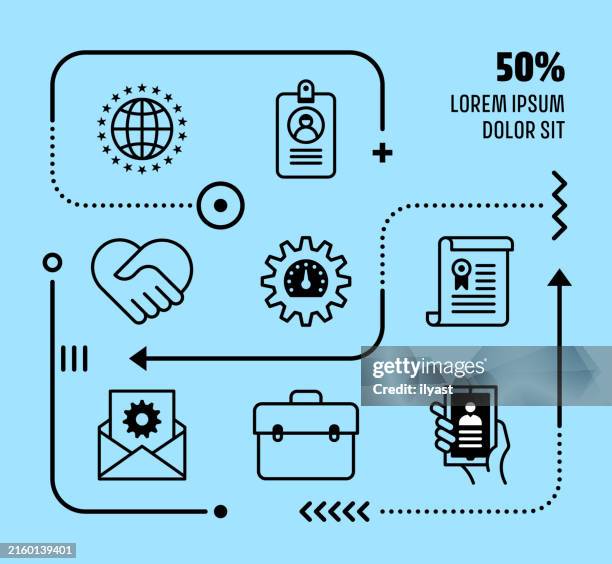 mini infographic design with editable icons for working hours - attendance stock illustrations