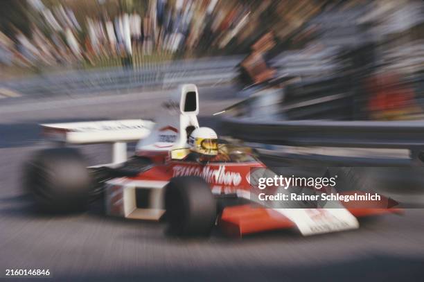 Jochen Mass, McLaren M23 Ford during the Spanish GP at Montjuïc on April 27, 1975 in Montjuïc, Spain.