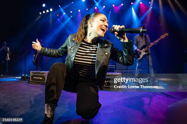 Aimee Interrupter of The Interrupters performs at O2 Shepherd's Bush Empire on July 01, 2024 in London, England.
