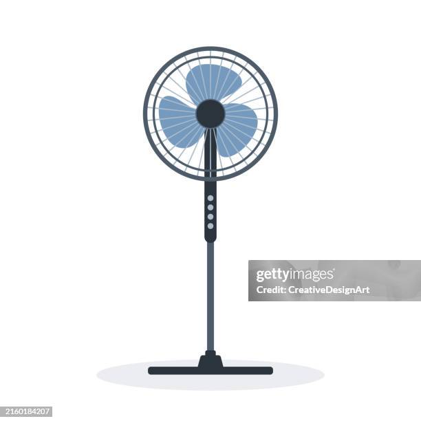 ilustraciones, imágenes clip art, dibujos animados e iconos de stock de vista frontal del ventilador de pie eléctrico sobre fondo blanco - ventilador
