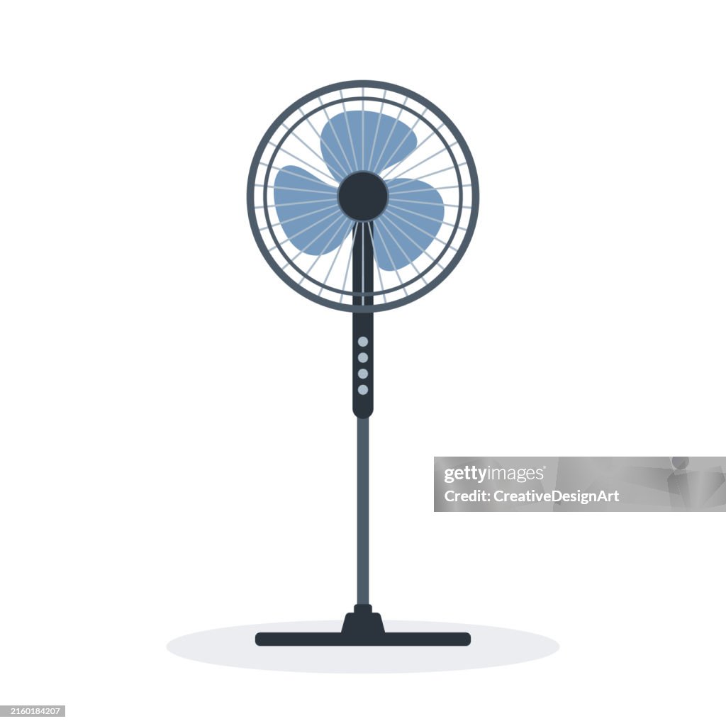 Front View Of Electric Floor Fan On White Background