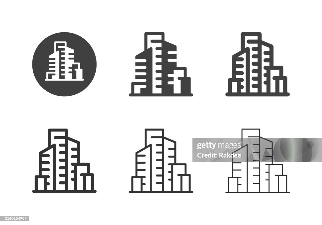Iconos de edificios altos - Serie múltiple