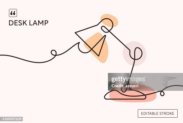 desk lamp continuous line illustration - table lamp stock illustrations