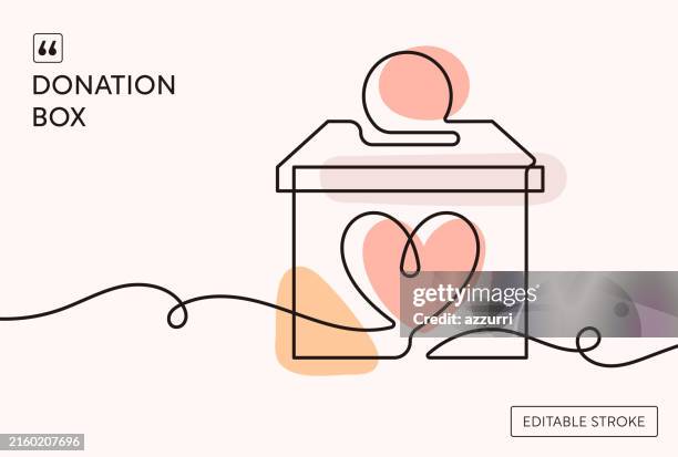 illustrations, cliparts, dessins animés et icônes de boîte de don illustration de ligne continue - urne de donation