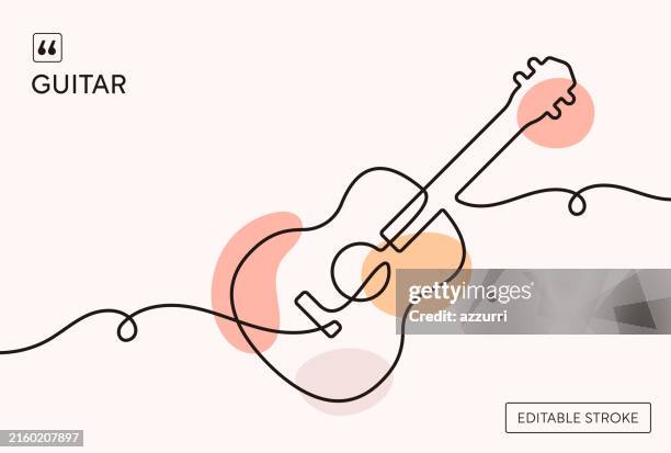 guitar continuous line illustration - acoustic guitar stock illustrations