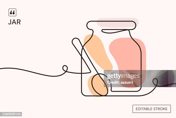 jar continuous line illustration - jam jar stock illustrations