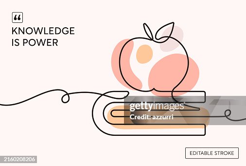 Knowledge Is Strength Knowledge Is Power Continuous Line Illustration High-Res Vector Graphic ...