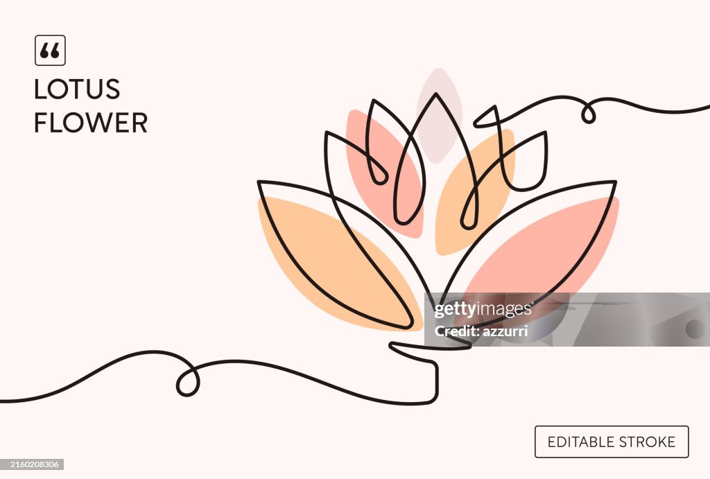 Lotus Water Lily Continuous Line Illustration