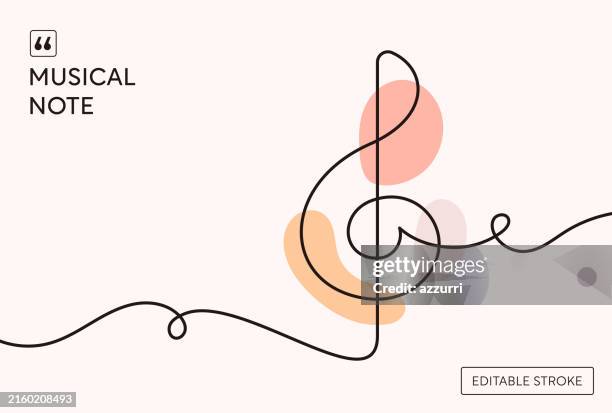 illustrations, cliparts, dessins animés et icônes de note de musique illustration de ligne continue - partition musicale