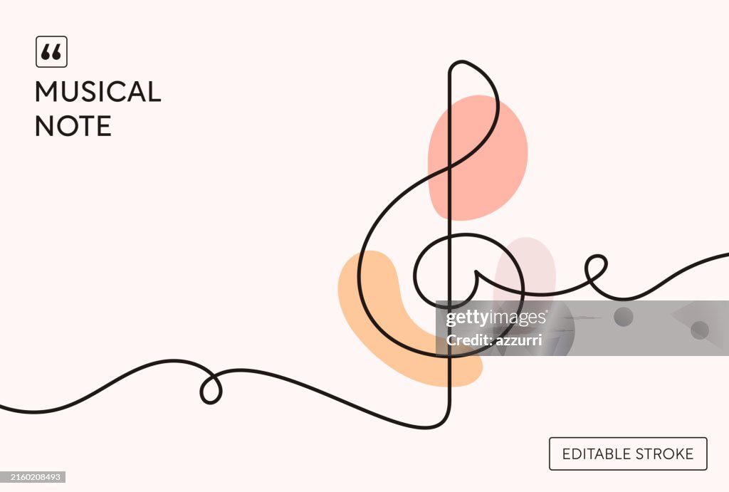 Musical Note Continuous Line Illustration
