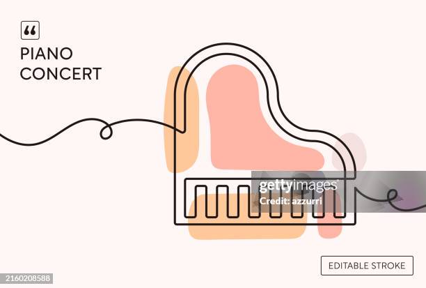 piano concert continuous line illustration - piano playing stock illustrations