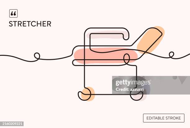 ilustraciones, imágenes clip art, dibujos animados e iconos de stock de ilustración de línea continua de camilla - urgencias-hospital