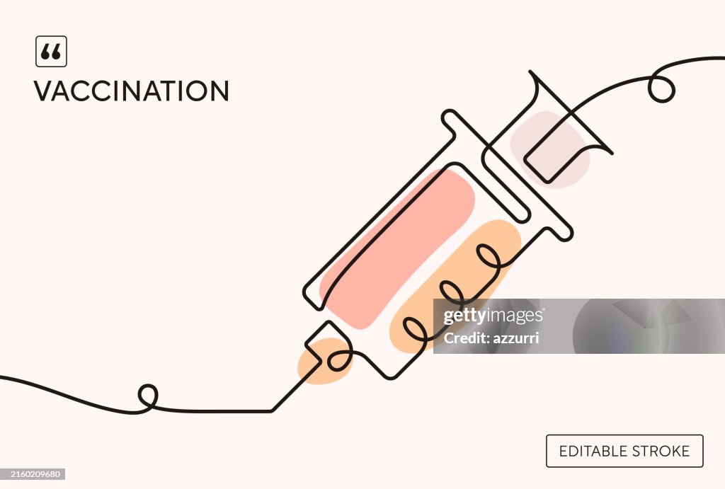 Vaccination Continuous Line Illustration