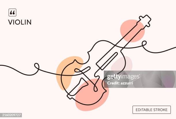 ilustrações de stock, clip art, desenhos animados e ícones de violin continuous line illustration - violino