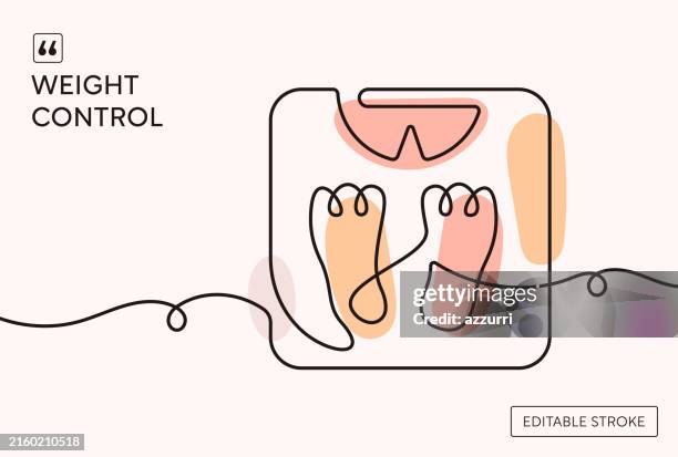 weight control continuous line illustration - kilogram stock illustrations
